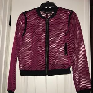 a.n.a. Hot Pink Mesh  Jacket With Black Trim